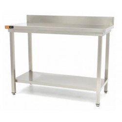 Table inox dosseret + étagère L1900xP600