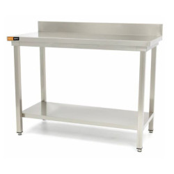 Table inox dosseret + étagère L800xP600